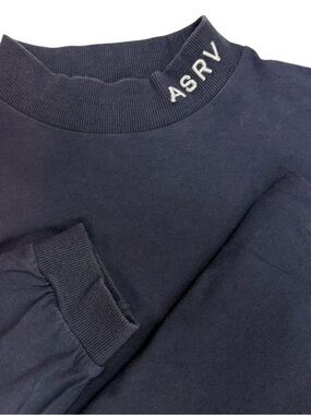 ASRV Shirt Men Medium Blue CottonPlus Mock Neck Long Sleeve Performance DSG 0559